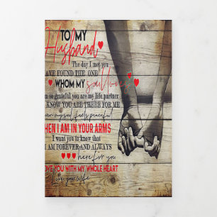 To My Husband Present   Lovely New Home Gift Tri-Fold Announcement
