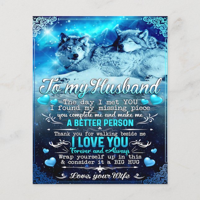 To My Husband Wolf Gift, Husband Birthday Gift Flyer (Front)