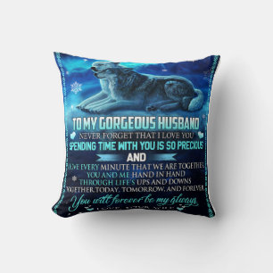 To My Husband Wolf Gift, Husband Birthday Gift Throw Pillow