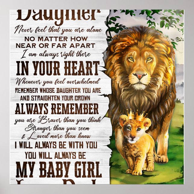 To My Lion Daughter Gift, Daughter Birthday Gift Poster (Front)