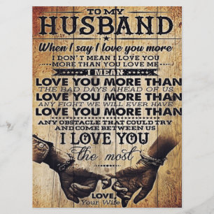 To My Love My Husband Cute Quotes Gift Menu