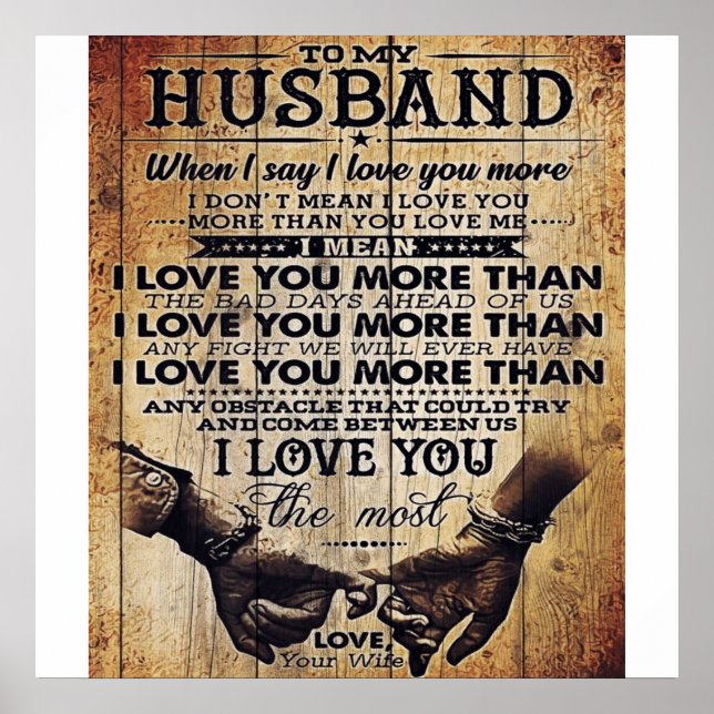 To My Love My Husband | Cute Quotes Gift | Poster (Front)