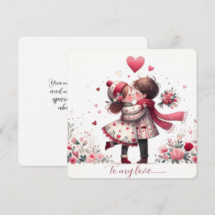 To My Love On Valentines Day Kissing Holiday Card
