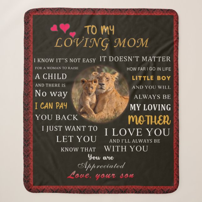 To My Loving Mom From Son Sherpa Blanket (Front)