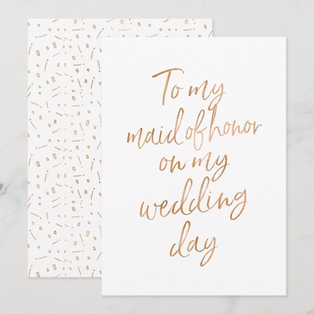 To my maid of honour on my wedding day invitation (Front/Back)