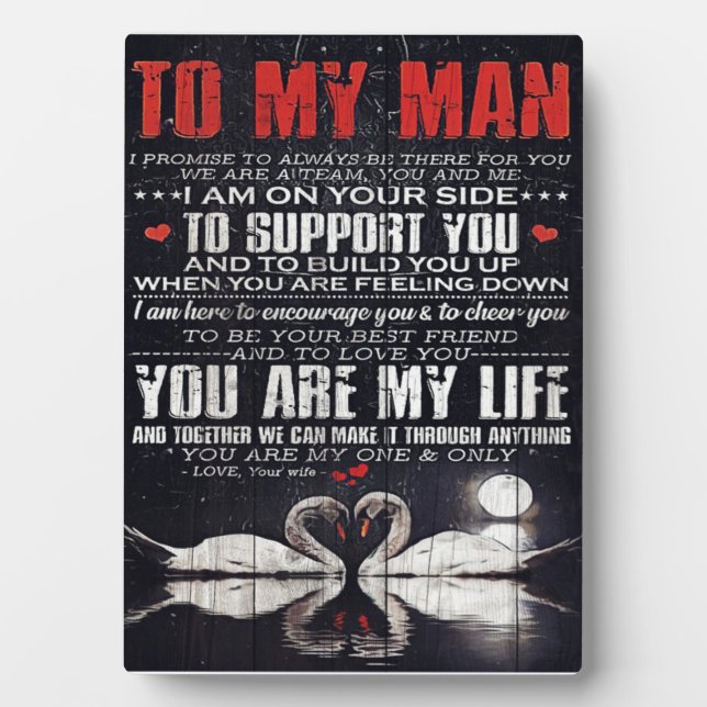 To My Man Gift, Personalized Gift To My Husband Plaque (Front)