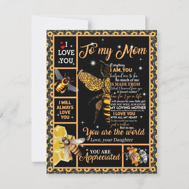 To My Mom Gift, Daughter And Mom, Bee Lovers Gift Invitation (Front)