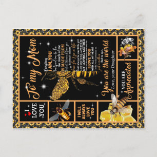 To My Mom Gift, Daughter And Mom, Bee Lovers Gift Postcard
