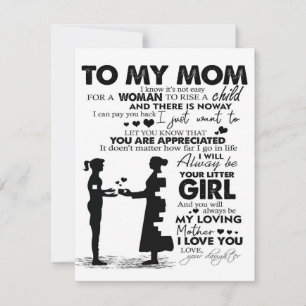 To My Mom Home Decor Gift For Holiday Invitation