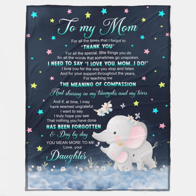 To My Mom little elephent blanket, mom's blanket (Front)