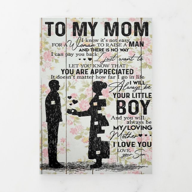 To My Mom, Mother Birthday Gift, Letter To Mom Tri-Fold Announcement (Cover)