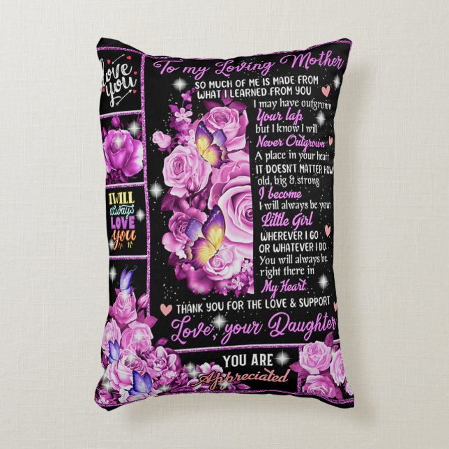 To My Mother Birthday Gift, Love Mom Gift Idea Accent Pillow (Front(Vertical))