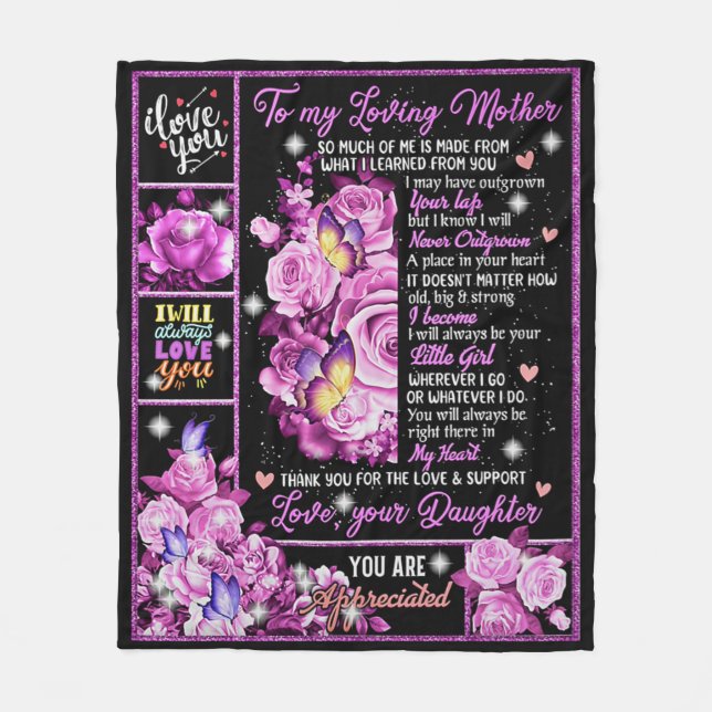 To My Mother Birthday Gift, Love Mom Gift Idea Fleece Blanket (Front)
