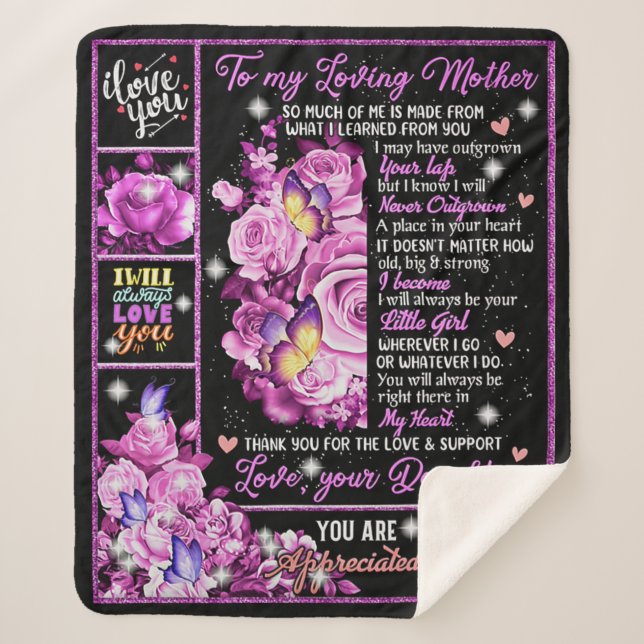 To My Mother Birthday Gift, Love Mom Gift Idea Sherpa Blanket (Front)