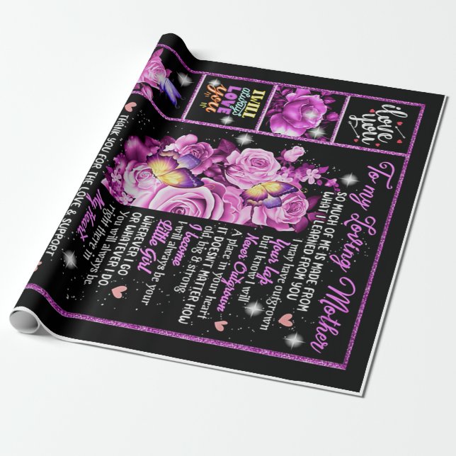 To My Mother Birthday Gift, Love Mom Gift Idea Wrapping Paper (Unrolled)