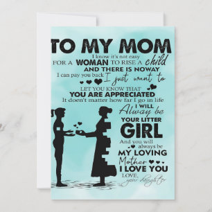To my mother design Letter to mommy Holiday Card