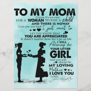 To my mother design   Letter to mommy Menu