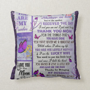 To My Mother- In - Law Gift, Mother Birthday Gift Throw Pillow