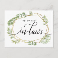 TO MY NEW IN-LAWS postcard greenery leaf