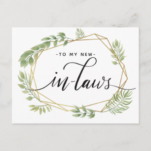 TO MY NEW IN-LAWS  postcard greenery leaf