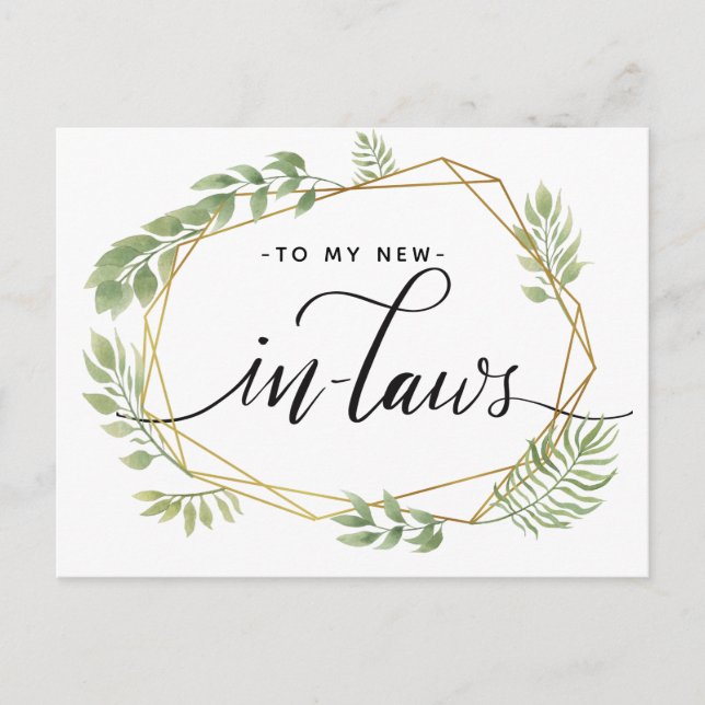 TO MY NEW IN-LAWS  postcard greenery leaf (Front)