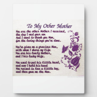 To My Other Mother; Thank You Plaque