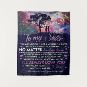To My Sister Lady Girl Gift, Sister Birthday Gift Tapestry