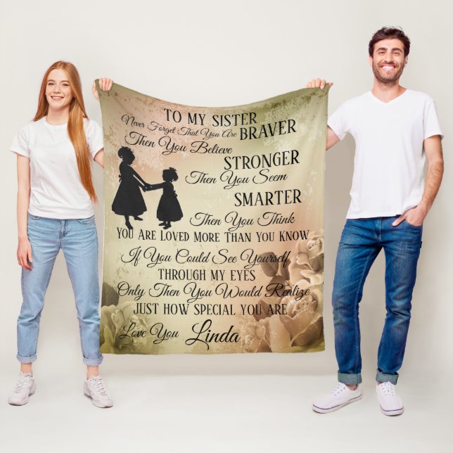 To My Sister Personalize Fleece Blanket (In Situ)