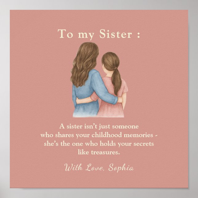 To My Sister – Personalized Photo Message Poster (Front)