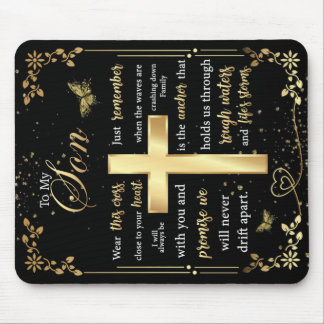 To My Son Gift, Butterfly Lover, Floral Son Letter Mouse Pad