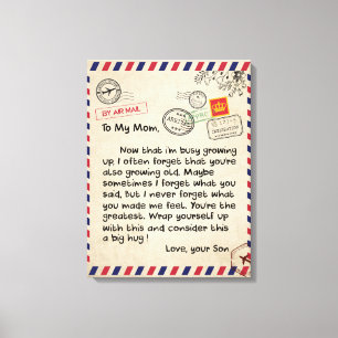 To My Son Gift, Mom And Son, Love Letter To Son Canvas Print