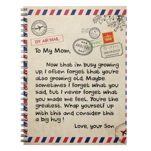 To My Son Gift, Mom And Son, Love Letter To Son Notebook (Front)