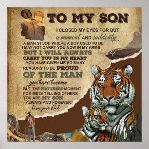 To My Son Gift,Tiger Lovers,Letter To Son From Dad Poster