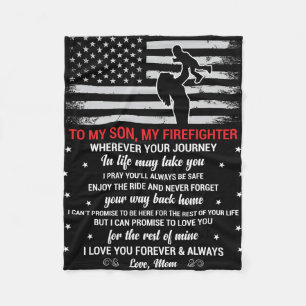 To My Son, My Firefighter Heartfelt From Mom Fleece Blanket