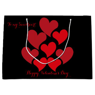To My Sweetheart Red Heart Pattern Valentine's Day Large Gift Bag
