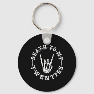 To My Twenties 30th Birthday Skeleton Hand Hallowe Keychain