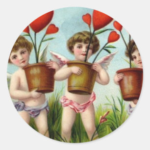 To My Valentine Angel Cherubs Classic Round Sticker