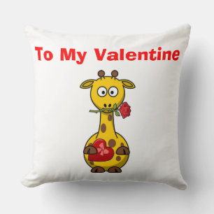 "TO MY VALENTINE" GIRAFFE THROW PILLOW