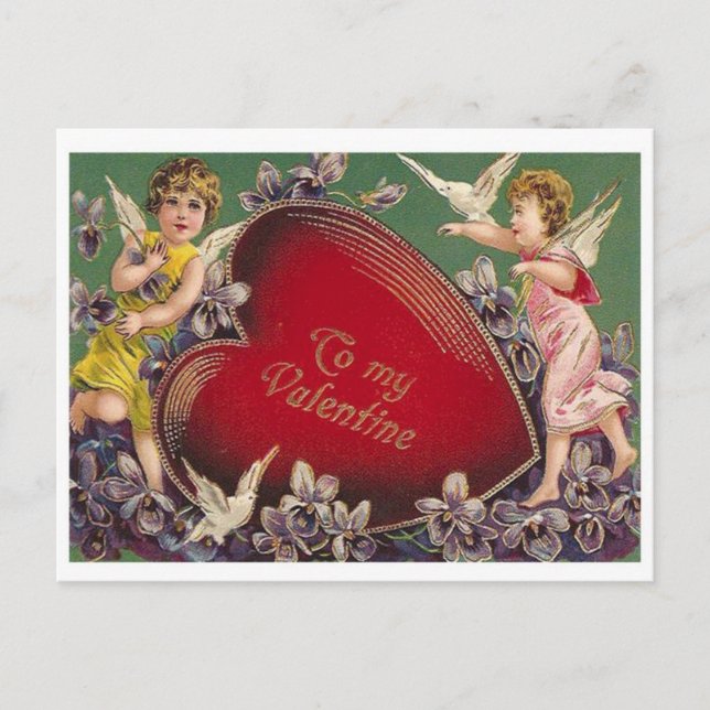 To My Valentine  Old-Fashioned Valentine Postcard (Front)