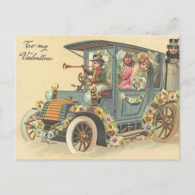 To My Valentine Vintage Car Holiday Postcard (Front)
