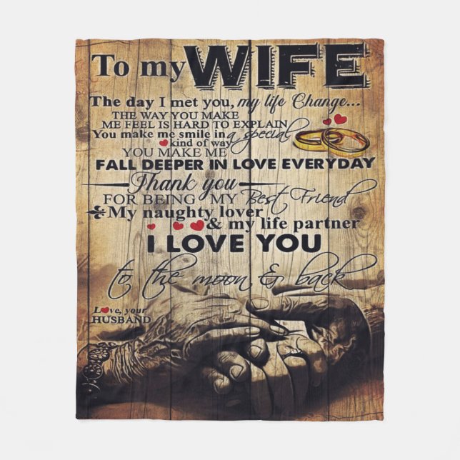 To My Wife Design | Best Anniversary Gift | Fleece Blanket (Front)