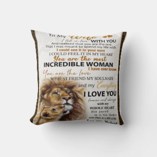 To My Wife Lion Gift, Love Wife Birthday Gift Idea Throw Pillow