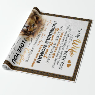 To My Wife Lion Gift, Love Wife Birthday Gift Idea Wrapping Paper