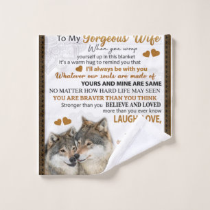 To My Wolf Wife Birthday Gift, Couple Wedding Gift Wash Cloth