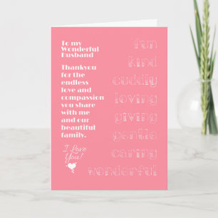 To My Wonderful Husband Card