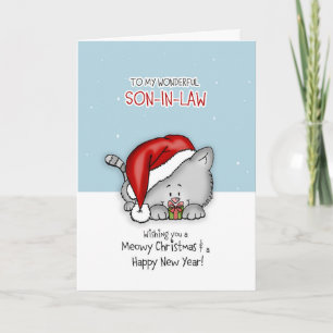 To my wonderful son-in-law  - Cat Christmascard Holiday Card