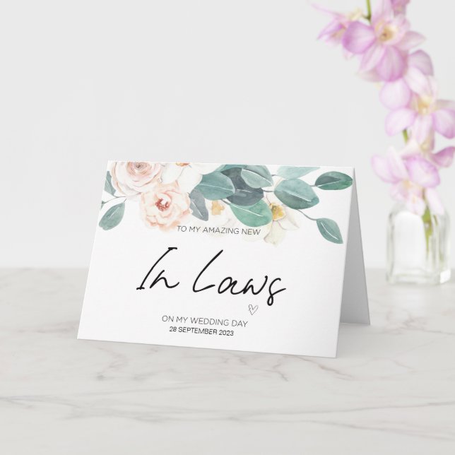 To New Parents in Law Wedding Thank You From Bride Card (Orchid)