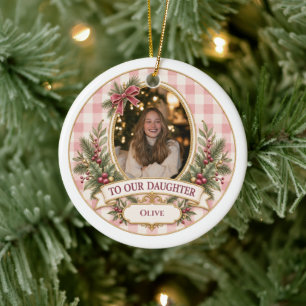 To Our Daughter Personalized Christmas Photo Ceramic Ornament