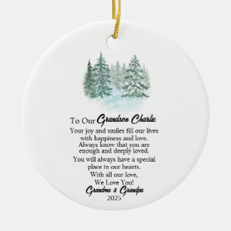 To Our Grandson Christmas, Grandson Keepsake Ceramic Ornament