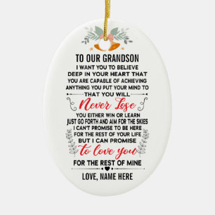 To Our Grandson From Grandparents with Custom Name Ceramic Ornament